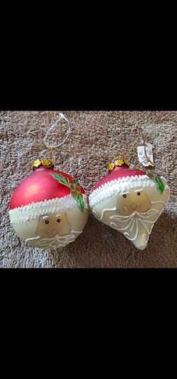 Set Of 2 Kitty Cat Christmas Ornaments Hand Painted  Never Used 