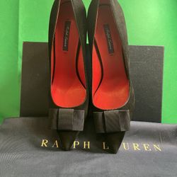 Ralph Lauren Purple Label Black Ceara Suede Pumps