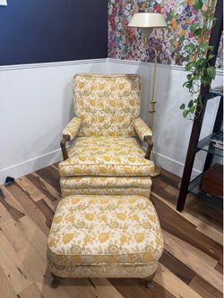 Vintage Chair with Ottoman