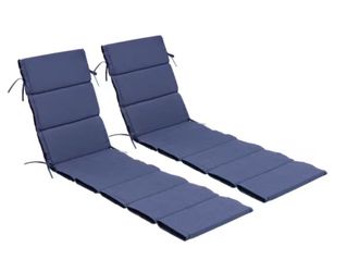 26 in. x 80 in. 2-Piece Outdoor Chaise Lounge Cushion Foldable Patio Pool Lounge Chair Cushions in Sky