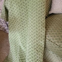 Green Basketweave Chenille Designer Upholstery Woven Fabric yellow dot 5 yards
