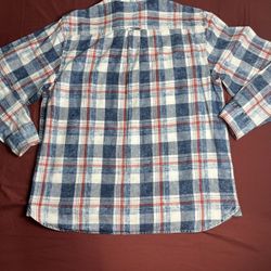Tommy Bahama Classic, Button Down plaid Denim,white & Maroon, Long Sleeve Sz(L)