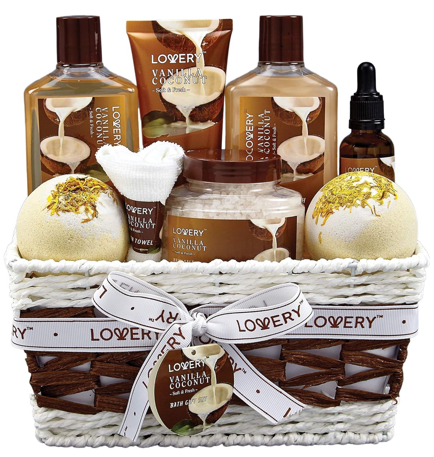 Spa Gift Basket, 9 Piece Bath And Body Soap Oil Bath Bombs Lotion