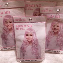 5$ 💖💖💖 JUSTICE Pink Mermaid Wig, Halloween Costume or Any Other Dress Up Ocassion, Long Flowing Pink Hair