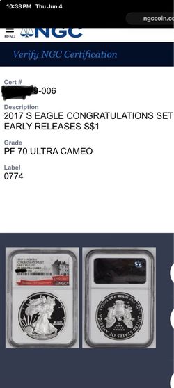 2017 - S   SILVER EAGLE PROOF,  Congratulations Set Early Release PF70UCAM