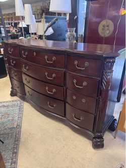 mahogany triple dresser - 73” x 19” x 41”
