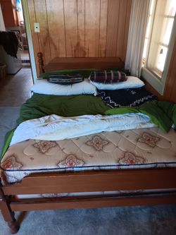 Double wooden bed and frame