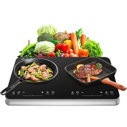 COOKTRON Double Induction Cooktop Burner with Fast Warm-Up Mode, 1800w