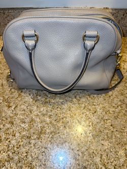 Light Gray Pebbled Leather Satchel Handbag