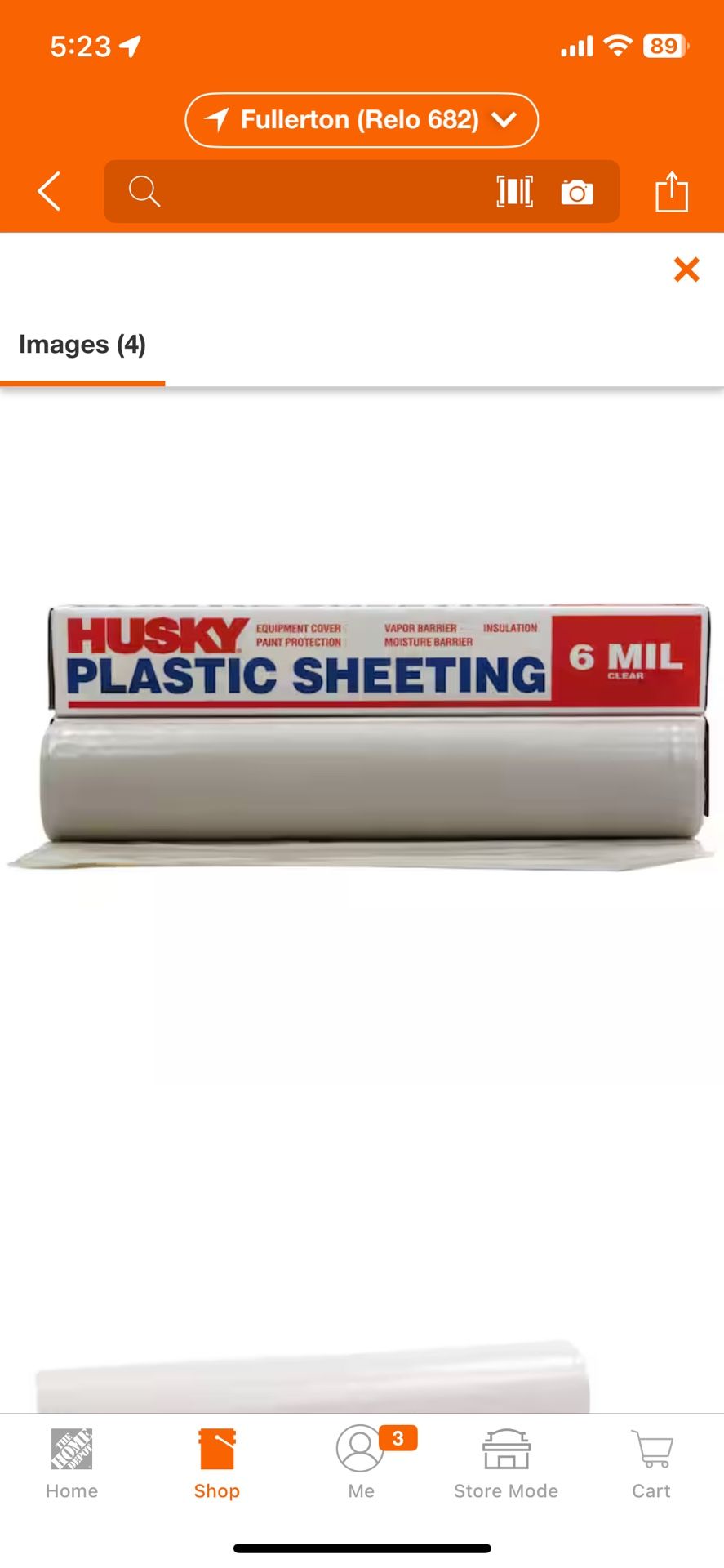 Husky 10 ft. 4 in. x 100 ft. Clear 6 mil Plastic Sheeting=Q4-229