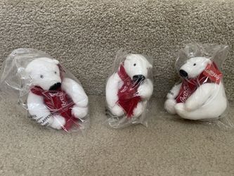 Coca Cola Coke Mini Plush Polar Bear Red Scarf 4” Stuffed Animal.  Brand New