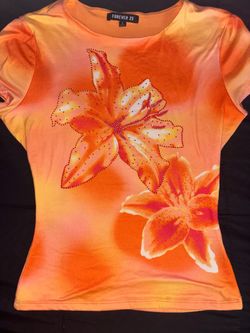 Forever 21 Floral Rhinestone Tee