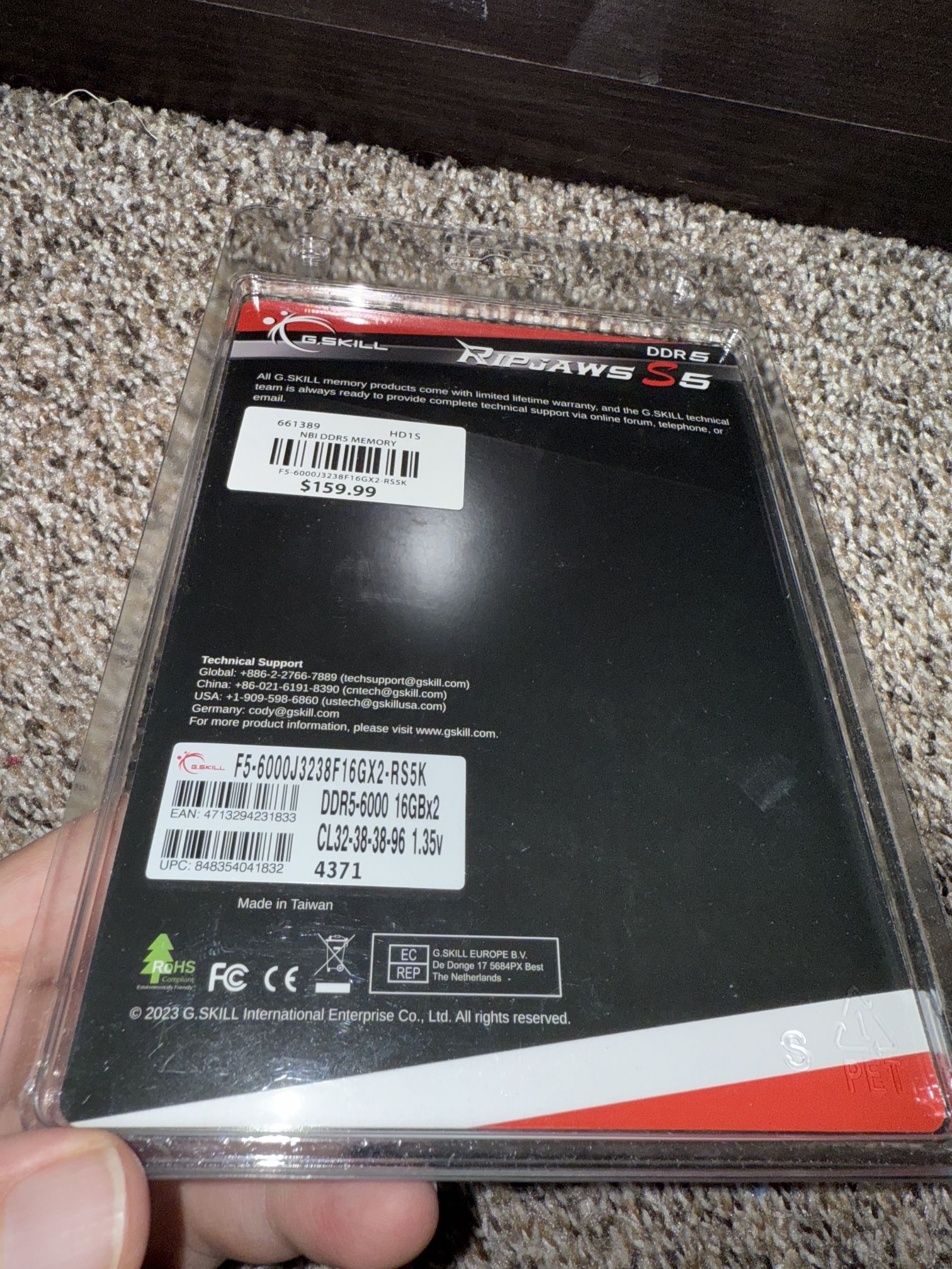 Brand New G.SKILL Ripjaws S5 Series (Intel XMP 3.0) DDR5 RAM 32GB (2x16GB) 6000MT/s Gaming Series
