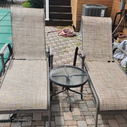 2 Lounge Chairs $75 Each  With Cushion $ 10 Extra & Small Cocktail Table $25 