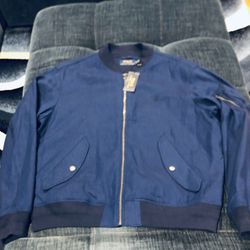 New Ralph Lauren Blue Canvas Denim Jacket XL Bomber