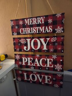 Christmas Buffalo Plaid Hanging Wall Sign