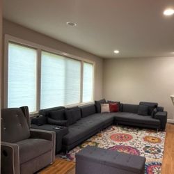 Sectional Couch With Pillows And Ottoman