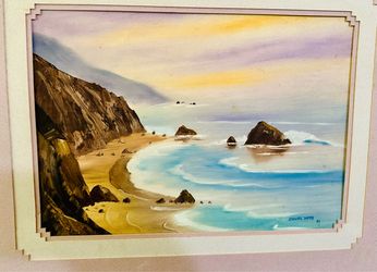 Trio Original 1990s  Signed Landscape Oil Paintings Mated Set