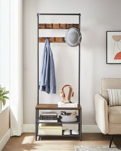 UHSR411B01 VASAGLE Hall Tree with Bench and Shoe Storage