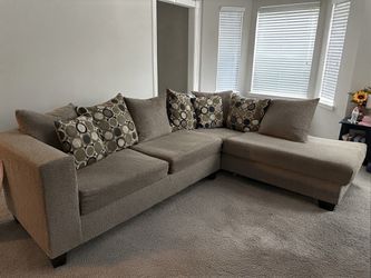 Beige Fabric Sectional Sofa with Chaise
