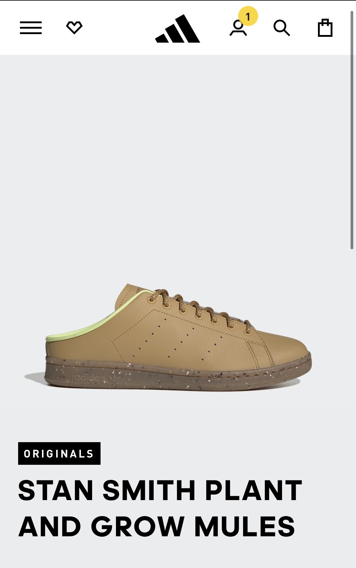 Adidas Stan Smith Mule Plant And Glow Shoe Men Size 8.5 Golden Brown Beige