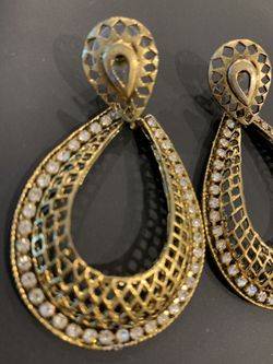 Gold hoops diamond earrings