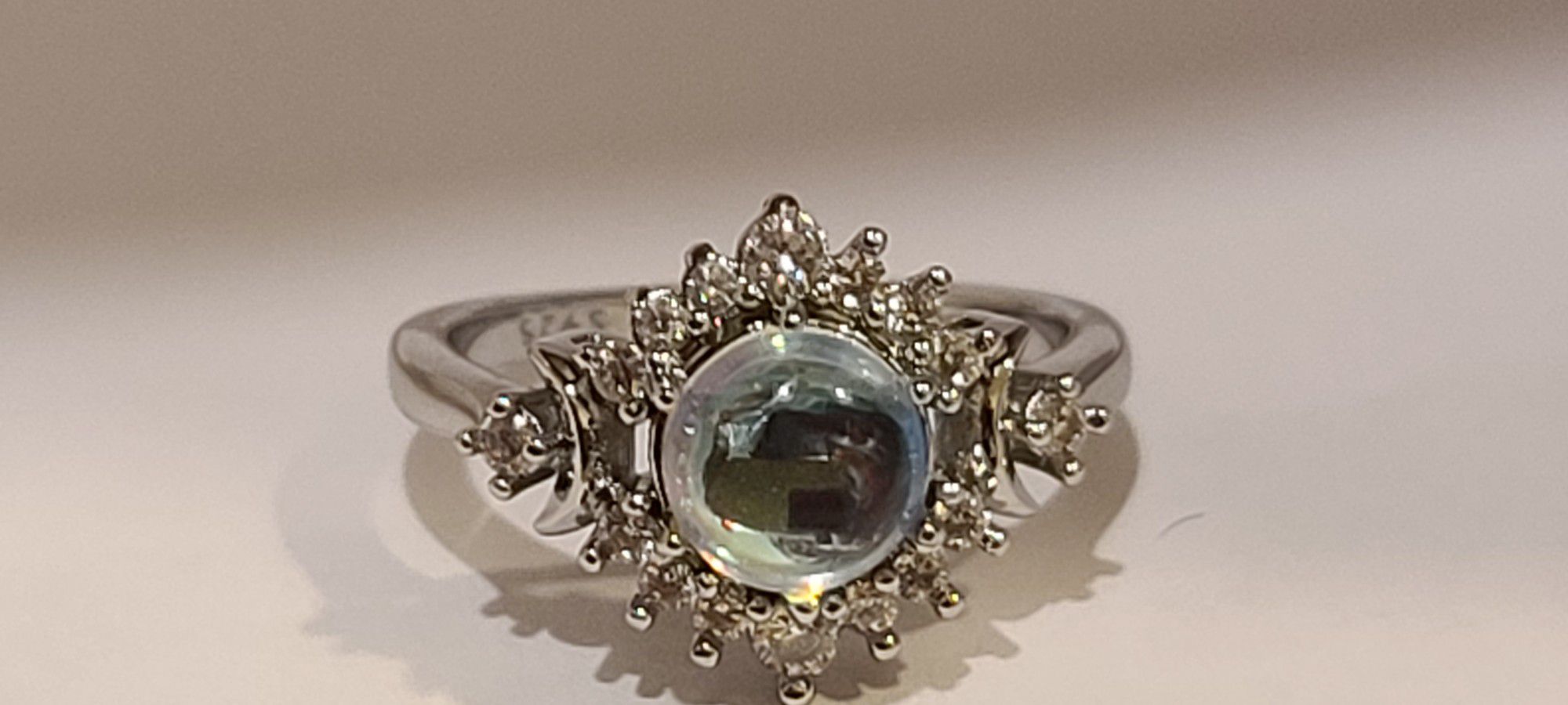 Silver Moonstone Ring Size 8