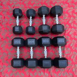 SET OF RUBBER HEX DUMBBELLS (PAIRS OF)  :  20s  30s  35s  40s