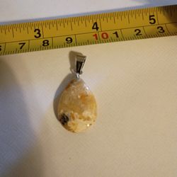 1in X ⅝in Graveyard Plume Agate Teardrop Pendant