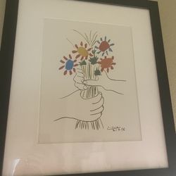 PABLO PICASSO “Le Bouquet de Fleurs Bouquet of Peace” Vintage Lithograph Framed