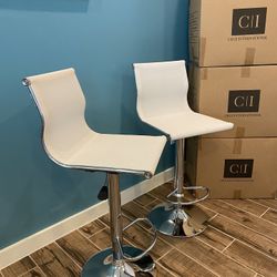 New 2 White Mesh Bar Stools 