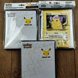 (3) Pokemon: 25th Anniversary First Partner Collector’s Binder Pikachu Lot of 3