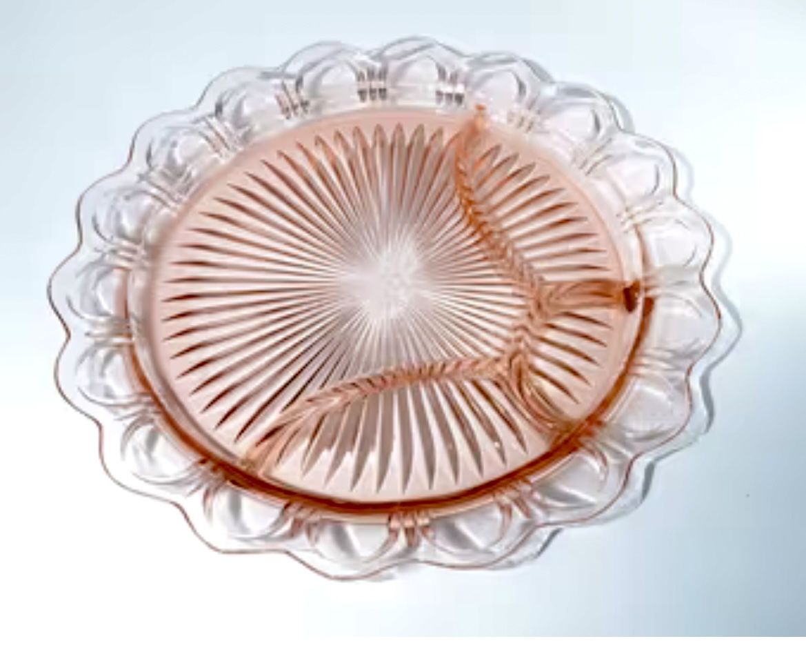 Vintage 1930s Hocking Glass Pink Depression Glass Plate