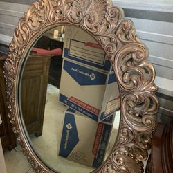 Beautiful Antiqued Gold Ornate Framed Mirror 54 Inches Tall X 43 Inches Wide 