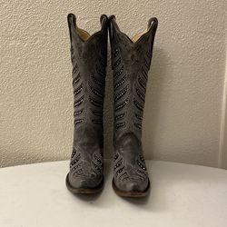 Corral tall gray rhinestone boots ladies size 6