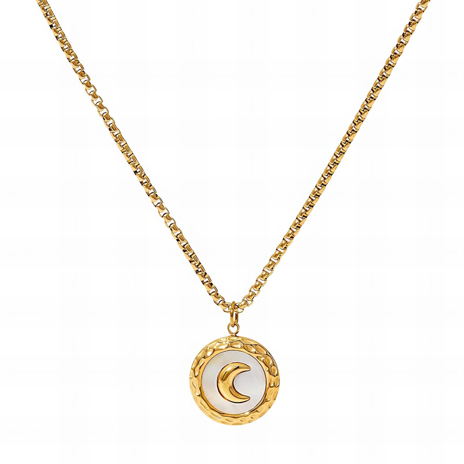 18K GOLD PLATED STAINLESS STEEL "CRESCENT" NECKLACE
