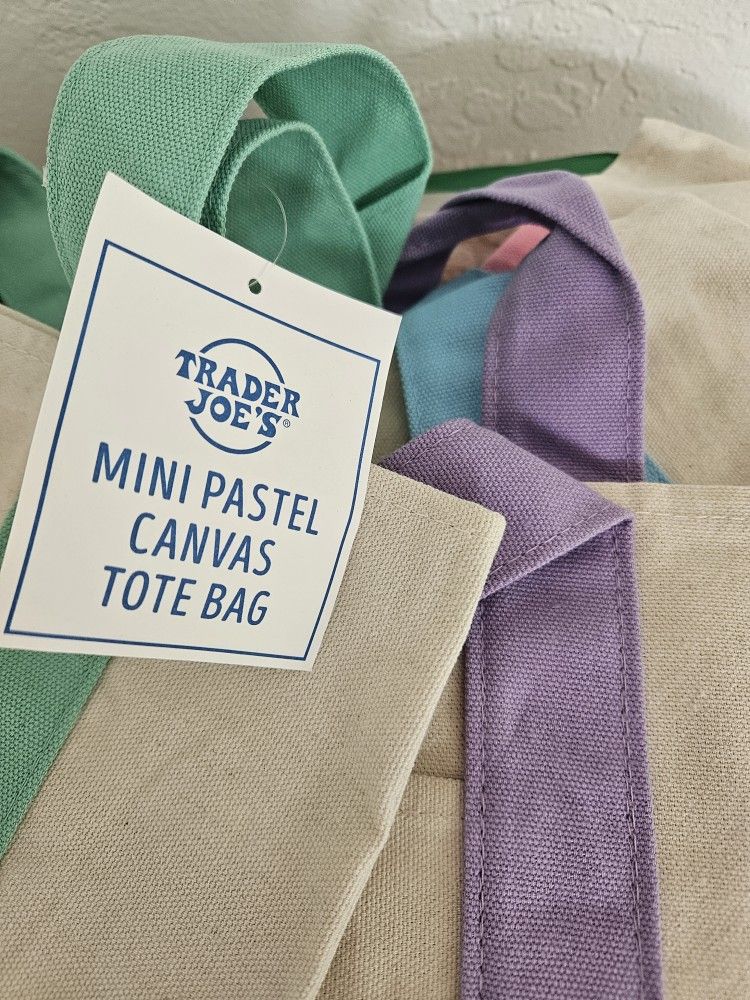 Trader Joes Canvas Mini Tote Bag Set