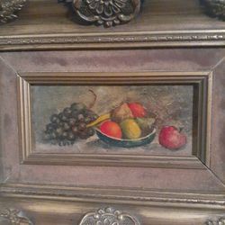 French oil On board Still life Painting SIGNED V. Cuet. MEASURES 4"×7" Without the Frame.  In The Frame 8"×11"