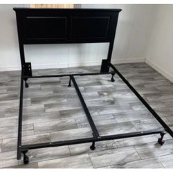 Queen Bed Frame + Metal Frame - Real Wood ***Sale** Brand New