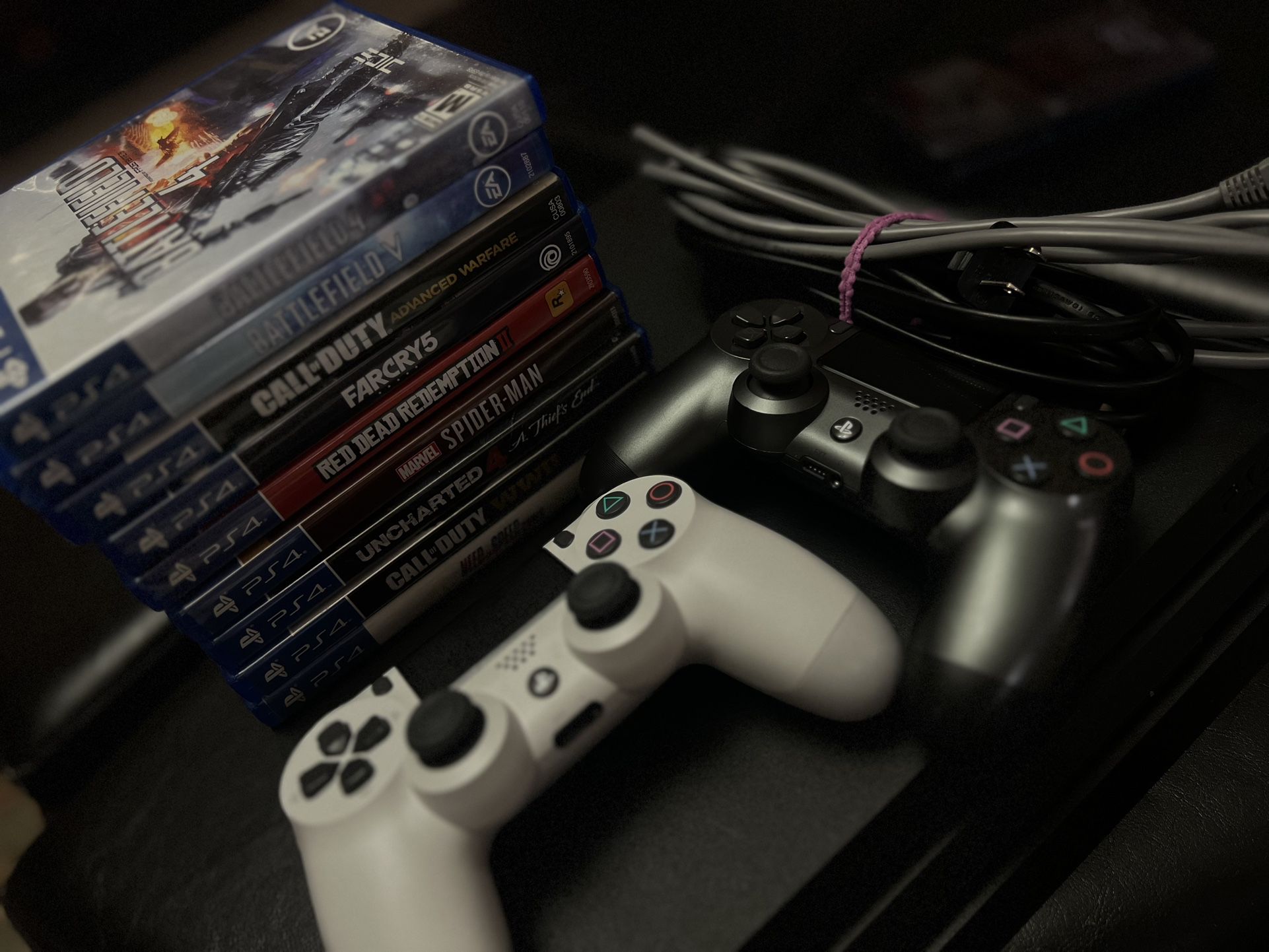 PS4 PRO, Black Color, 9 Games, 2 Original Controls