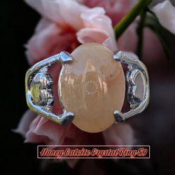 Unique Honey Calcite Crystal Ring