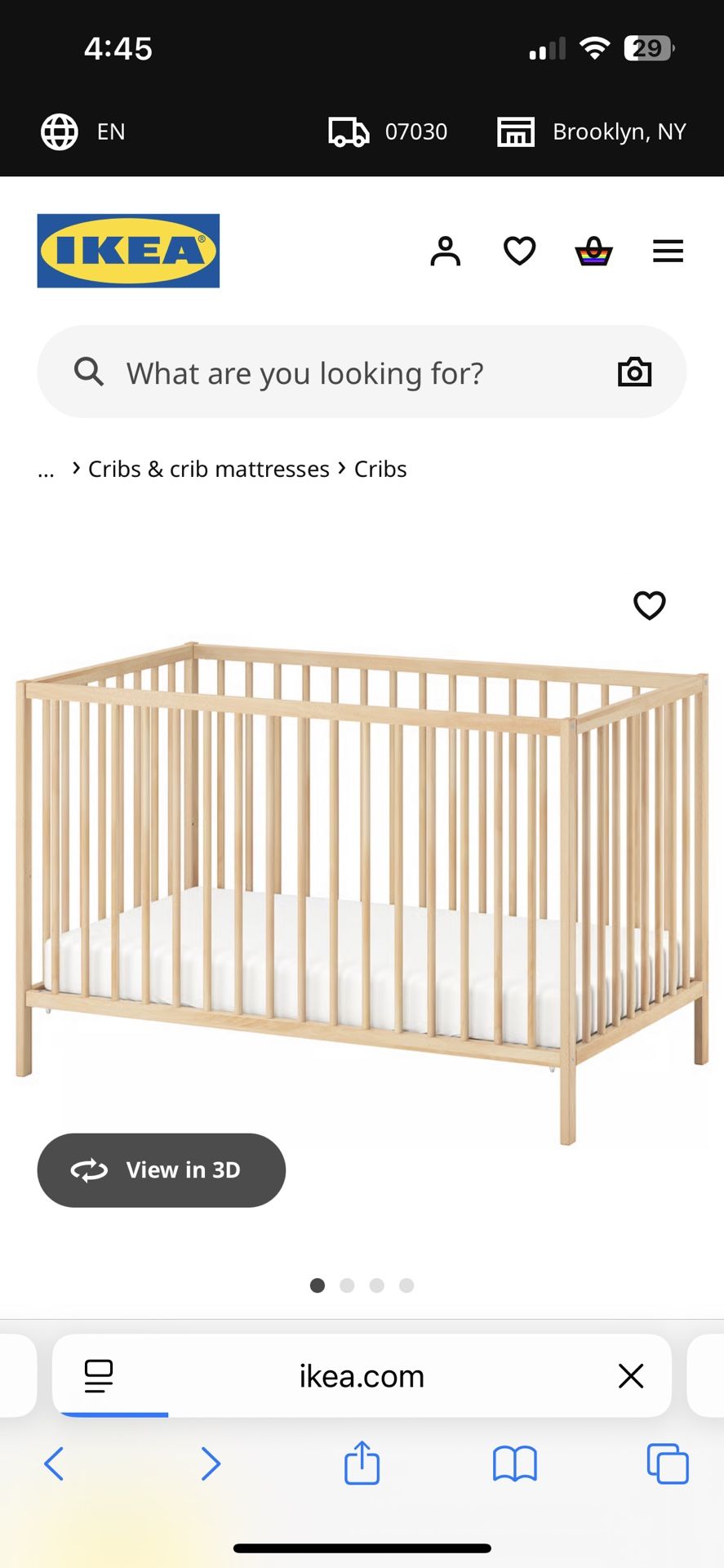IKEA Crib, Newton Organic Mattress With Waterproof Cover