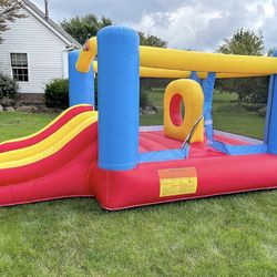 Whubefy Bounce House For Kids 3-10, 12.6FTx9FT Inflatable Bounce House With Blower For Big Kids 3-6 With Double Slide Obstacle