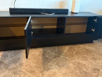 Black TV Stand Media Console with Cabinet Doors