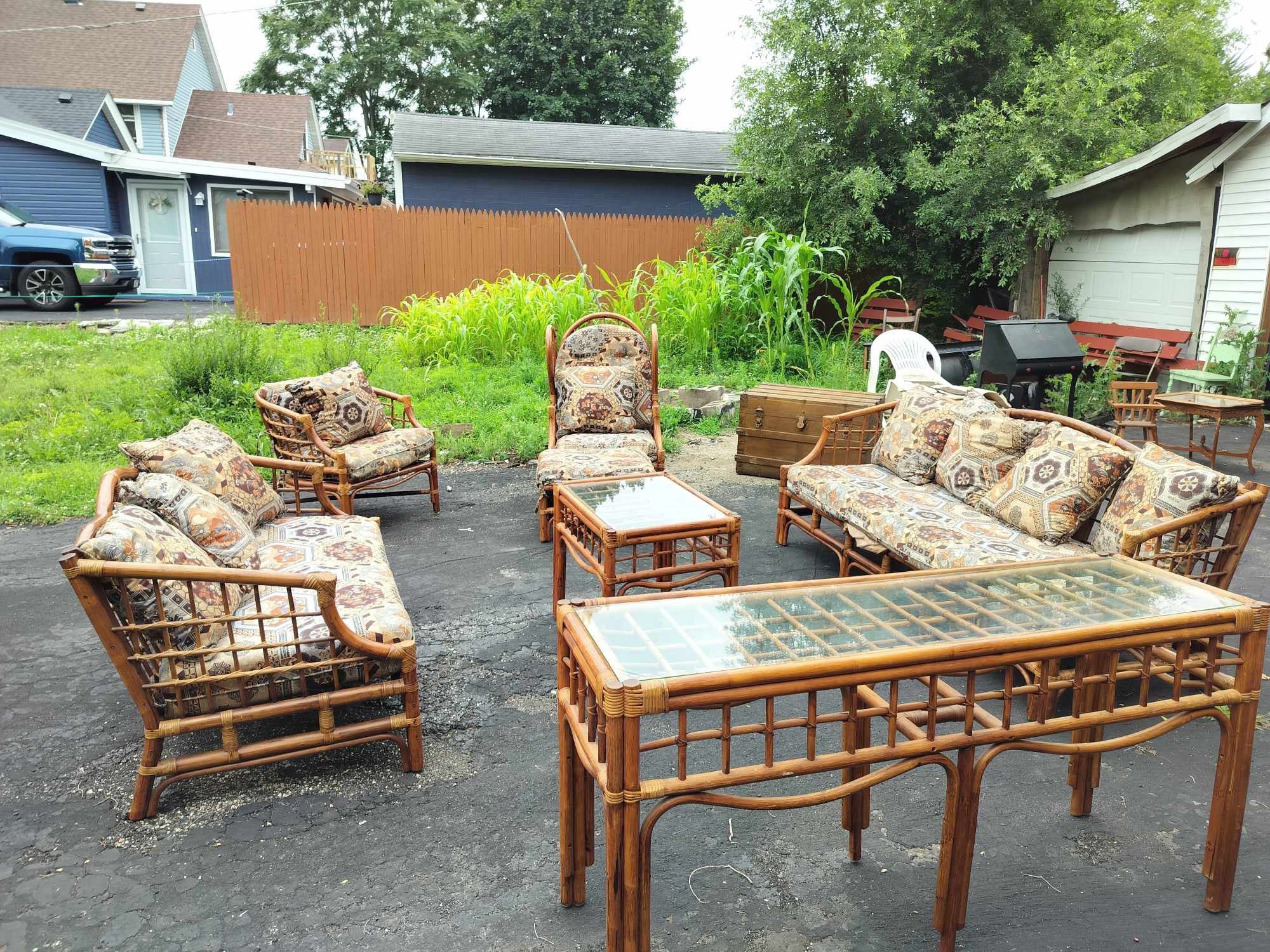 Vintage Bamboo Set In Good Conditions