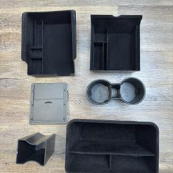 Tesla Model Y Center Console Organizers Upper Lower Compartment Cup Holder