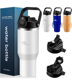 Stainless Steel Water Bottle Double-Walled Vacuum Insulated Tumbler 32 oz White