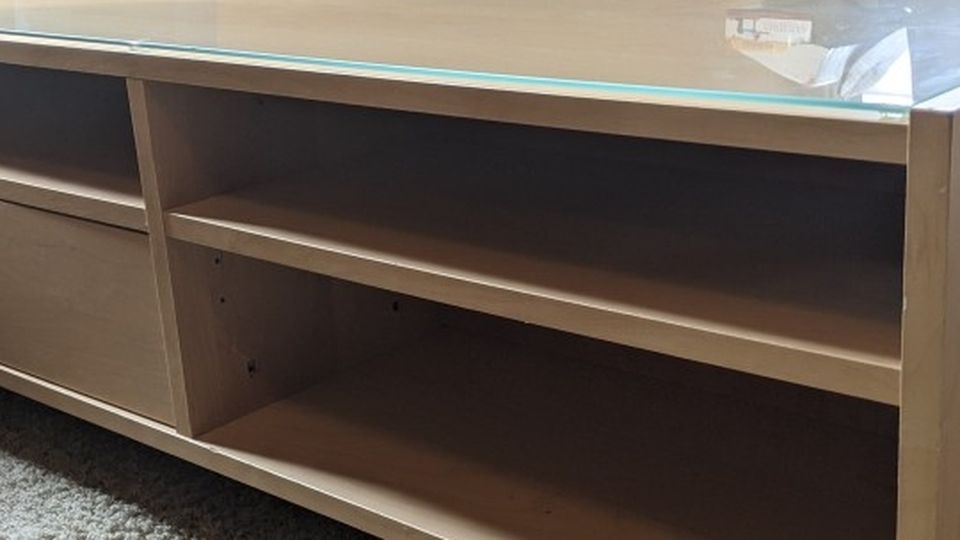 SOLID IKEA Glass Top Rolling Coffee Table w/Storage Drawer - DELIVERY INCLUDED.