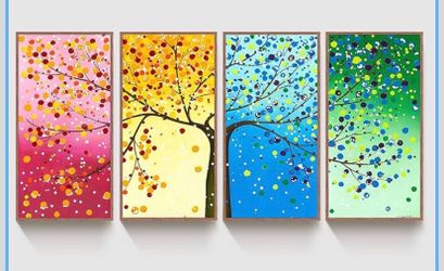 Canvas Wall Art 4 Seasons Colorful Trees Framed Canvas Prints