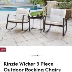 Bistro  Patio Rocking Chair Set With Coffee Table